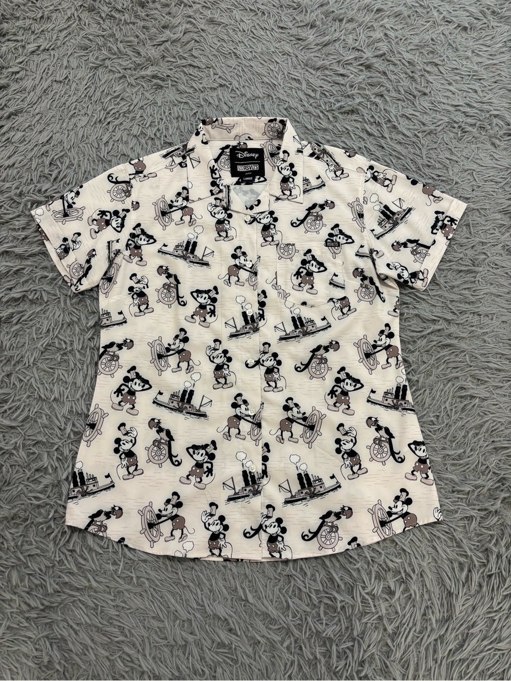 RSVLTS Disney 100 Mickey Mouse Steamboat Willie Women’s Large Button Up Shirt